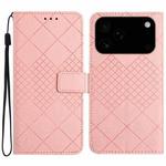 For iPhone 17 Pro Max Rhombic Grid Texture Leather Phone Case(Pink)