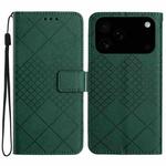 For iPhone 17 Pro Rhombic Grid Texture Leather Phone Case(Green)