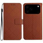 For iPhone 17 Pro Rhombic Grid Texture Leather Phone Case(Brown)