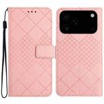 For iPhone 17 Pro Rhombic Grid Texture Leather Phone Case(Pink)