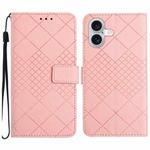 For iPhone 17 Rhombic Grid Texture Leather Phone Case(Pink)