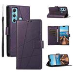 For Infinix Hot 11 PU Genuine Leather Texture Embossed Line Phone Case(Purple)