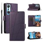 For Infinix Hot 20 4G PU Genuine Leather Texture Embossed Line Phone Case(Purple)