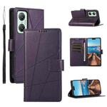 For Infinix Hot 20 5G PU Genuine Leather Texture Embossed Line Phone Case(Purple)