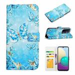 For OPPO A54 5G / A74 / A93 Oil Embossed 3D Drawing Leather Phone Case(Blue Butterflies)