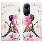 For OPPO A98 5G Oil Embossed 3D Drawing Leather Phone Case(Flower Fairy)