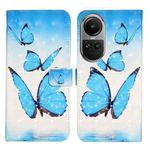 For OPPO Reno10 5G / Reno10 Pro 5G Global Oil Embossed 3D Drawing Leather Phone Case(3 Butterflies)