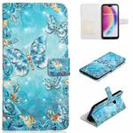 For Huawei P20 lite Oil Embossed 3D Drawing Leather Phone Case(Blue Butterflies)