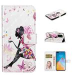 For Huawei P40 Oil Embossed 3D Drawing Leather Phone Case(Flower Fairy)