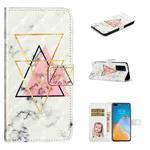 For Huawei P40 Oil Embossed 3D Drawing Leather Phone Case(Triangular Marble)