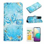 For Huawei P30 Oil Embossed 3D Drawing Leather Phone Case(Blue Butterflies)