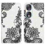 For Honor 90 Oil Embossed 3D Drawing Leather Phone Case(Lace Flower)
