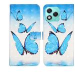 For Honor 400 Lite Global Oil Embossed 3D Drawing Leather Phone Case(3 Butterflies)