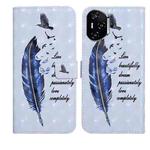 For Honor 400 Pro Global 160.8mm Oil Embossed 3D Drawing Leather Phone Case(Blue Feather)