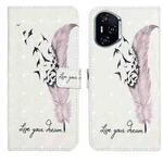 For Honor 400 Global 156.5mm Oil Embossed 3D Drawing Leather Phone Case(Feather)