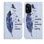For Honor 400 Global 156.5mm Oil Embossed 3D Drawing Leather Phone Case(Blue Feather)