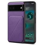 For Google Pixel 6a Denior Calf Texture Holder Electroplating Phone Case(Purple)