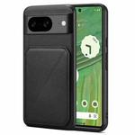 For Google Pixel 7 Denior Calf Texture Holder Electroplating Phone Case(Black)