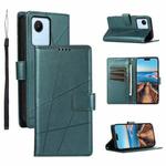 For Realme C30 PU Genuine Leather Texture Embossed Line Phone Case(Green)