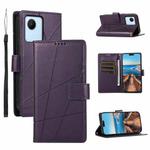 For Realme C30 PU Genuine Leather Texture Embossed Line Phone Case(Purple)