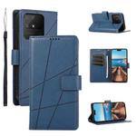 For Realme Narzo 50A PU Genuine Leather Texture Embossed Line Phone Case(Blue)