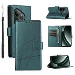 For Realme GT 6 Global PU Genuine Leather Texture Embossed Line Phone Case(Green)