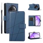 For Realme 13+ PU Genuine Leather Texture Embossed Line Phone Case(Blue)