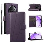 For Realme 13+ PU Genuine Leather Texture Embossed Line Phone Case(Purple)
