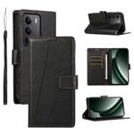 For Realme C75 / Realme 14x PU Genuine Leather Texture Embossed Line Phone Case(Black)