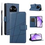 For Realme 14 Pro PU Genuine Leather Texture Embossed Line Phone Case(Blue)