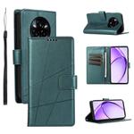 For Realme 14 Pro PU Genuine Leather Texture Embossed Line Phone Case(Green)