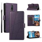 For Nokia 2.4 PU Genuine Leather Texture Embossed Line Phone Case(Purple)