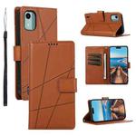 For Nokia C12 PU Genuine Leather Texture Embossed Line Phone Case(Brown)