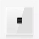 86mm Round LED Tempered Glass Switch Panel, White Round Glass, Style:Telephone Socket