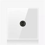 86mm Round LED Tempered Glass Switch Panel, White Round Glass, Style:TV Socket