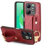 For Infinix Smart 8 Wristband Leather Back Phone Case(Red)