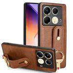 For Infinix Note 40 4G X6853 Wristband Leather Back Phone Case(Brown)
