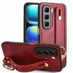 For Infinix Hot 50 5G Wristband Leather Back Phone Case(Red)