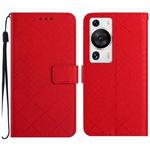 For Huawei P60 / P60 Pro Rhombic Grid Texture Leather Phone Case(Red)