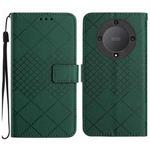 For Honor X9a / Magic5 Lite 5G Rhombic Grid Texture Leather Phone Case(Green)