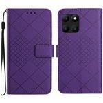 For Honor X6a Rhombic Grid Texture Leather Phone Case(Purple)