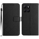 For Honor X6a Rhombic Grid Texture Leather Phone Case(Black)