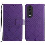 For Honor 90 Rhombic Grid Texture Leather Phone Case(Purple)