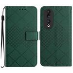 For Honor 90 Rhombic Grid Texture Leather Phone Case(Green)