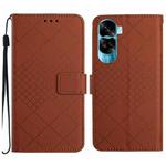 For Honor 90 Lite Rhombic Grid Texture Leather Phone Case(Brown)