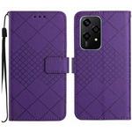 For Honor 200 Lite Global Rhombic Grid Texture Leather Phone Case(Purple)