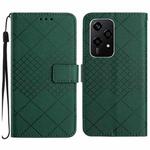 For Honor 200 Lite Global Rhombic Grid Texture Leather Phone Case(Green)