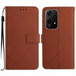 For Honor 200 Lite Global Rhombic Grid Texture Leather Phone Case(Brown)