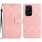 For Honor 200 Lite Global Rhombic Grid Texture Leather Phone Case(Pink)