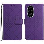 For Honor 200 5G Global Rhombic Grid Texture Leather Phone Case(Purple)